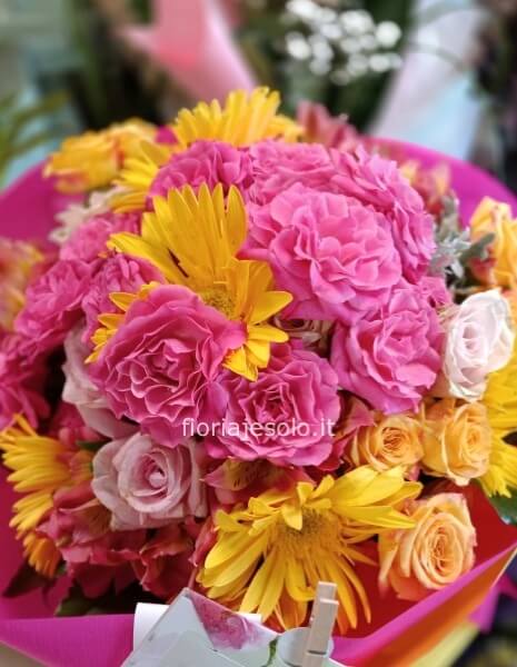 Bouquet di rose e gerbere