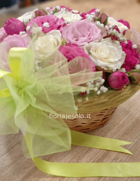 Cestino di rose cm 15/18 circa diametro