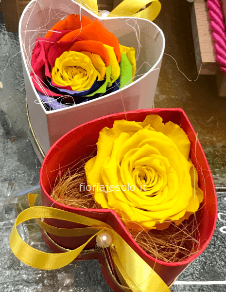 Rosa stabilizzata in box a cuore