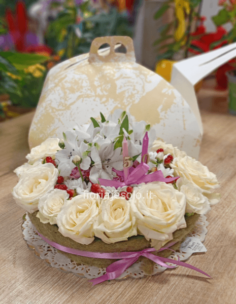 Torta floreale "rosapanna e rossodibosco"