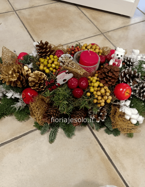 Centrotavola con candela in bicchiere di vetro